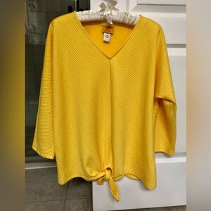 Yellow V-Neck Tie-Front Top